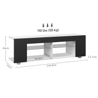 HOMCOM Multi-Shelf TV Cabinet, with Adjustable LED Lights - Black(m-3)