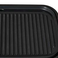 HOMCOM Elektrogrill, Tischgrill, 90-200° C, 2 Grillflächen, Thermostat, Tropfschale, 1600 W, schwarz, 53,5 x 31 x 8 cm(m-7)
