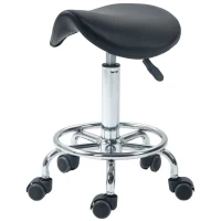 HOMCOM Salon Saddle Stool, Rolling Saddle Chair for Massage, Spa, Clinic, Beauty, Hairdressing and Tattoo, Black(m-11)