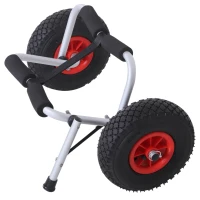 Outsunny Chariot sit on top kayak chariot de transport pliable pour bateaux canoë ou kayak charge max. 70 Kg alu. mousse antidérapante(m-7)