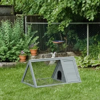 PawHut Kleintierstall mit Freigehege wetterbeständig Tannenholz Metall Grau(m-2)
