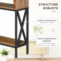 HOMCOM Table Console Table d'Entrée Industriel Multi-rangements 120 x 23,5 x 75 cm Bois Noyer(m-6)