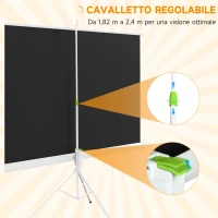 HOMCOM Telo Proiettore da 84 Pollici con Treppiede Regolabile, in Plastica e Metallo, 200x8x118 cm, Bianco(m-6)