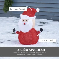 Outsunny Papá Noel de Tela con Luces LED Figura Decorativa Luminosa de Navidad con Botón de Interruptor para Interior y Exterior Ø30x51 cm Negro Blanco y Rojo(m-5)