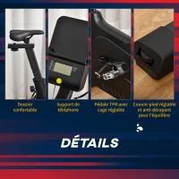 HOMCOM Vélo d'appartement ergomètre vélo de biking résistance magnétique selle réglable 2 roulettes de déplacement écran LCD acier rouge noir(m-7)