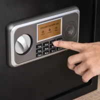 HOMCOM Cassaforte Elettronica con Doppio Codice, Chiave di Sicurezza e Allarme, in Acciaio, Nero, 35x30x39.3cm(m-8)