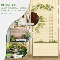 Outsunny Fioriera Verticale con 4 Ruote e Traliccio per Piante Rampicanti in Legno, 76x30x155cm, Bianco(m-4)