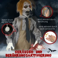 HOMCOM Halloweendeko, Kettensägenmörder, beweglich, Motorsägensound, Schaltautomatik, 1,70 m(m-6)