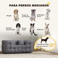 PawHut Cama para Mascotas con 2 Almohadas Colchón para Perros Antideslizante con Funda Extraíble y Lavable 90x60x35 cm Gris(m-4)