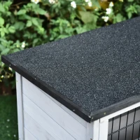 PawHut 2-Tier Wooden Rabbit Hutch Guinea Pig House Bunny Cage Backyard w/ Openable Roof Small Animal House for Outdoor Grey, 108 x 45 x 78 cm(m-9)