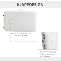 HOMCOM Mobile Massageliege 3 Zonen Klappbar Massagetisch mit Kopfstütze Armlehne Tragetasche höhenverstellbare Aluminium Massagebett tragbar inkl. Zubehör Massagebank bis 225 kg Belast Weiß(m-7)