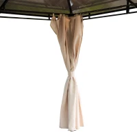 Outsunny 3 x 3.6m Hardtop Gazebo Canopy with Polycarbonate Roof Garden Pavilion with Removable Curtains and Steel Frame, Brown(m-8)