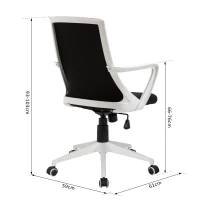 HOMCOM Fauteuil chaise de bureau ergonomique grand confort pivotant 360° hauteur réglable textilène noir blanc(m-3)