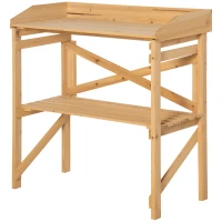 Outsunny Pflanztisch mit Ablagefläche Blumentisch Gärtnertisch Garten Holz Hellbraun 80 x 40 x 84 cm(m-10)