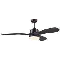 HOMCOM Reversible Indoor Ceiling Fan with Light, Modern Mount LED Lighting Fan with Remote Controller, for Bedroom, Living Room, Brown(m-11)