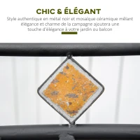 Outsunny Lot de 2 chaises de jardin en métal époxy façon fer forgé avec mosaïque - accoudoirs(m-5)