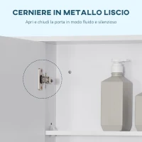 kleankin Specchiera Bagno con Mensole Aperte e Armadietto con Anta Specchiata, Mobile Bagno con Specchio Salvaspazio, 100x15x70cm, Bianco(m-5)