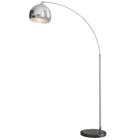 HOMCOM Lámpara de Pie en Forma Arco Moderna Portalámpara E27 40 W con Interruptor de Pie 110-115x30x170-180 cm Plata y Negro(m-10)