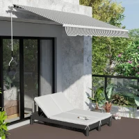 Outsunny Conjunto de Tumbona Exterior de Ratán 2 Plazas con Cojines Acolchados Resistente al Agua con Respaldo Regulable de 5 Niveles Soporta 220 kg 195x120x28 cm Negro(m-2)