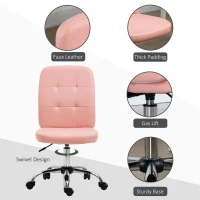 Vinsetto Armless Faux Leather Office Chair - Pink(m-5)