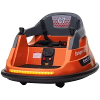 HOMCOM Bumper Car, 360° Rotation Spin 12V Kids Electric Car with Lights, Music, for Ages 1.5-5 Years - Orange(m-11)