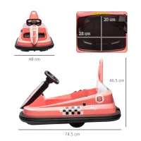 HOMCOM 6V Electric Kids Bumper Car, 6V Spin Waltz Car, with Music, Horn, Lights - Pink(m-3)
