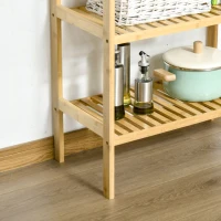 HOMCOM Estantería de Bambú de 3 Niveles Estantería de Pie Moderno Estante de Almacenamiento para Baño Cocina Salón Dormitorio Antivuelco 62x33x80 cm Natural(m-9)