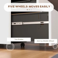 Vinsetto 3-Drawer Vertical Filing Cabinet with Pencil Tray, Lock and 5 Wheels, Steel Mobile File Cabinet, for A4, Legal and Letter Size, Pre-Assembled Body, White(m-7)