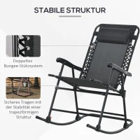 Outsunny Outdoor Schaukelstuhl, wetterfest, klappbar, mit Kopfkissen, bis 120 kg, Schwarz(m-6)