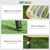 Outsunny Ensemble salon de jardin 4 pièces 7 coussins - acier et résine imitation rotin - sable et gris foncé(m-6)