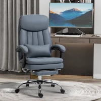 Vinsetto Fauteuil de bureau direction massant chauffant hauteur réglable dossier inclinable repose-pied gris(m-2)