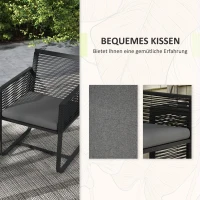 Outsunny 3-teiliges Bistro-Set Balkon-Set Terrassen-Set, wetterbeständig, modernes Design, 53 cm x 57 cm x 77 cm, Schwarz + Grau(m-5)