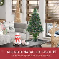 HOMCOM Albero di Natale Artificiale Altezza 60cm a Fibre Ottiche con 55 Rami in PVC(m-7)