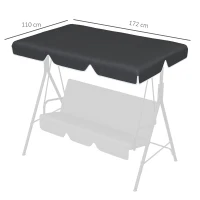 Outsunny 2/3 Seater Garden Swing Canopy Replacement Cover, UV50+ Sun Shade (Canopy Only), Black(m-3)