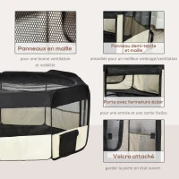PawHut Parc enclos pliable pour chien chat petits animaux octogonal en tissu Oxford et acier - Ø 120 x 58H cm - noir et crème(m-6)