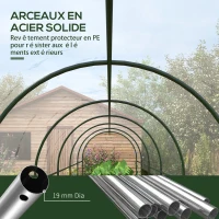 Outsunny Serre de jardin serre à tomates 7 arceaux en acier bâche en plastique 6 x 1,23 x 1,71 m vert(m-5)