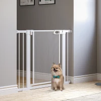 PawHut Pet Safety Gate, for Doorways, Staircases, Hallways, with Extensions Kit, 75-103cm - White(m-10)