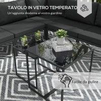 Outsunny Set da Giardino 7 Pezzi in Acciaio e Poliestere con 5 Sedie con Cuscini e 2 Tavolini da Caffè, Grigio(m-6)