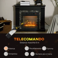 HOMCOM Camino Elettrico da Incasso a Terra con Timer, Fiamma e Temperatura Regolabile, 80x21.6x67.8 cm, Nero(m-6)