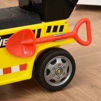 HOMCOM Sitzbagger für Kinder Rutscherfahrzeug mit Kippen Eimer und Schaufel Fuß Rutscherauto unter Sitz Lagerung für Baby 18-36 Monaten Metall PP-Kunststoff Gelb 72 x 28,2 x 42 cm(m-8)