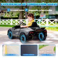 AIYAPLAY Coche Eléctrico para Niños Lamborghini Autentica con Batería 12V Mando a Distancia Faros Bocina Arranque Suave y Música MP3 Gris(m-5)
