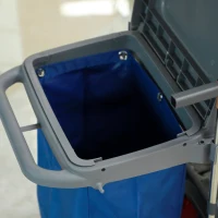 HOMCOM Carro de Limpieza con Bolsa de Basura Cubos de Fregar de 18L Escurridor de Prensa Estantes 111x63,3x103 cm Multicolor(m-6)