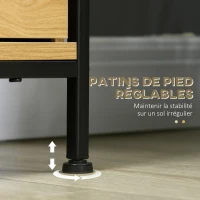 HOMCOM Bibliothèque étagère à 5 niveaux 2 tiroirs style industriel aspect bois et acier 80 x 30 x 161 cm naturel noir(m-7)