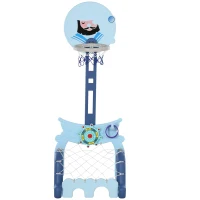 HOMCOM Set Canestro Basket, Golf Giocattolo, Porta da Calcio per Bambini 3-6 Anni con Altezza Regolabile 63-120cm(m-4)