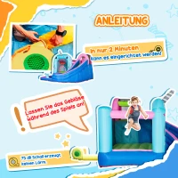 Outsunny Aufblasbare Hüpfburg mit Rutsche, Hüpfecke, Wasserbecken, Wasserdüsen, 330 x 280 x 200 cm(m-6)