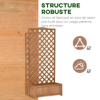 Outsunny Jardinière avec Treillis - bac à Fleurs - jardinière sur Pied - dim. 76L x 36l x 170H cm - Fond à Lattes - Bois Sapin pré-huilé naturel(m-7)