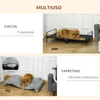 PawHut Brandina per Cani Rialzata con Cuscino Rimovibile, Cani fino a 30kg, 120x80x30cm(m-4)
