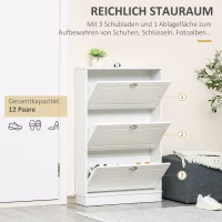 HOMCOM Schuhschrank Schuhregal geräumig hölzern mit Türen und Regalen Spanplatte Weiß 76,2 x 19 x 116,8 cm(m-5)