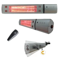 HOMCOM Chauffage radiant infrarouge électrique télécomande 750/1500 W minuterie réflecteur alu gris(m-5)