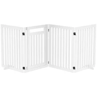 PawHut Haustiergitter, Treppenschutzgitter, Schutzgitter, 4 Teile, faltbar,  Weiß(m-1)